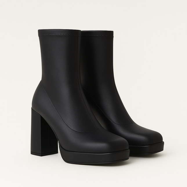 Round Toe Block Heels Boots